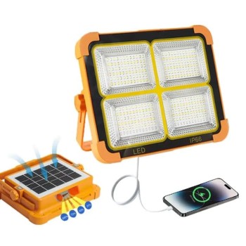Solar Powered Portable LED Flood Light USB Battery Outdoor Rechargeable Portable Camping Lamp Emergency