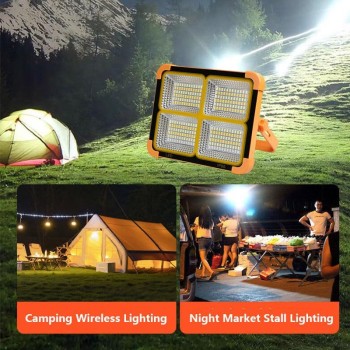 Solar Powered Portable LED Flood Light USB Battery Outdoor Rechargeable Portable Camping Lamp Emergency
