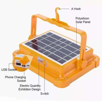 Solar Powered Portable LED Flood Light USB Battery Outdoor Rechargeable Portable Camping Lamp Emergency