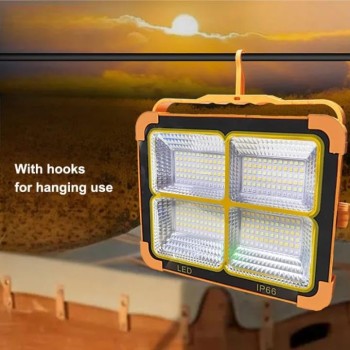 Solar Powered Portable LED Flood Light USB Battery Outdoor Rechargeable Portable Camping Lamp Emergency